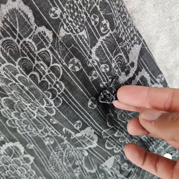 Lucky Brand Shirt Mens Size L Gray 100% Linen Koi Print Woven Breathable Casual - Picture 10 of 10